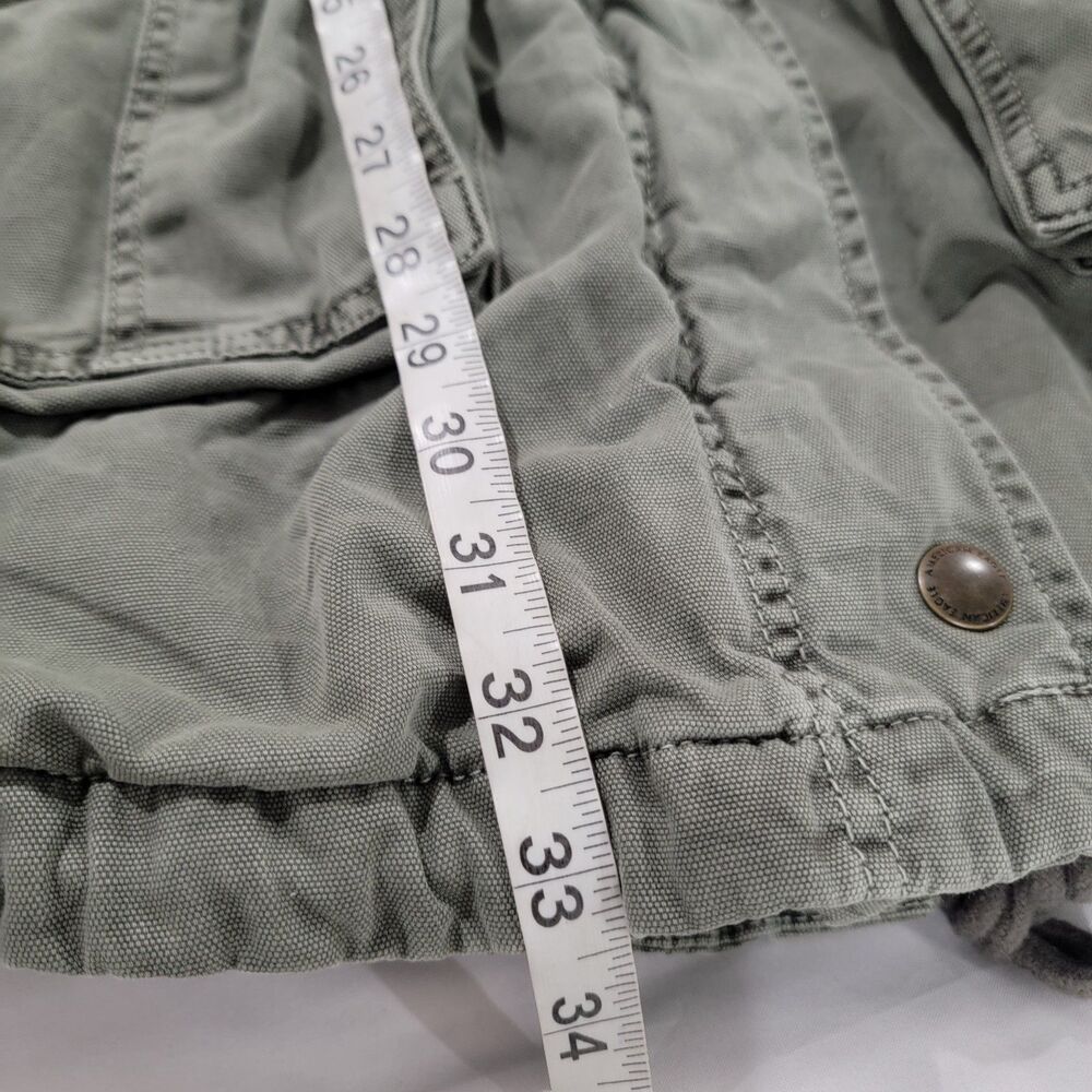 Y2K American Eagle Womens Jacket Size Xs Green Military Hooded - Picture 5 of 7